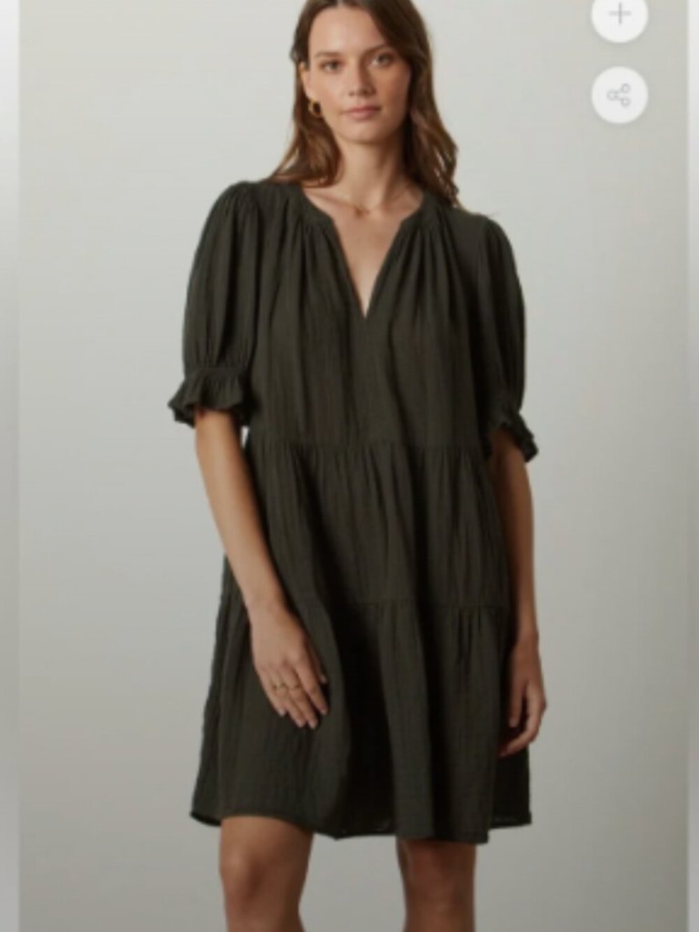 Velvet by Graham & Spencer Clarissa Gauze Dress Olive green Medium